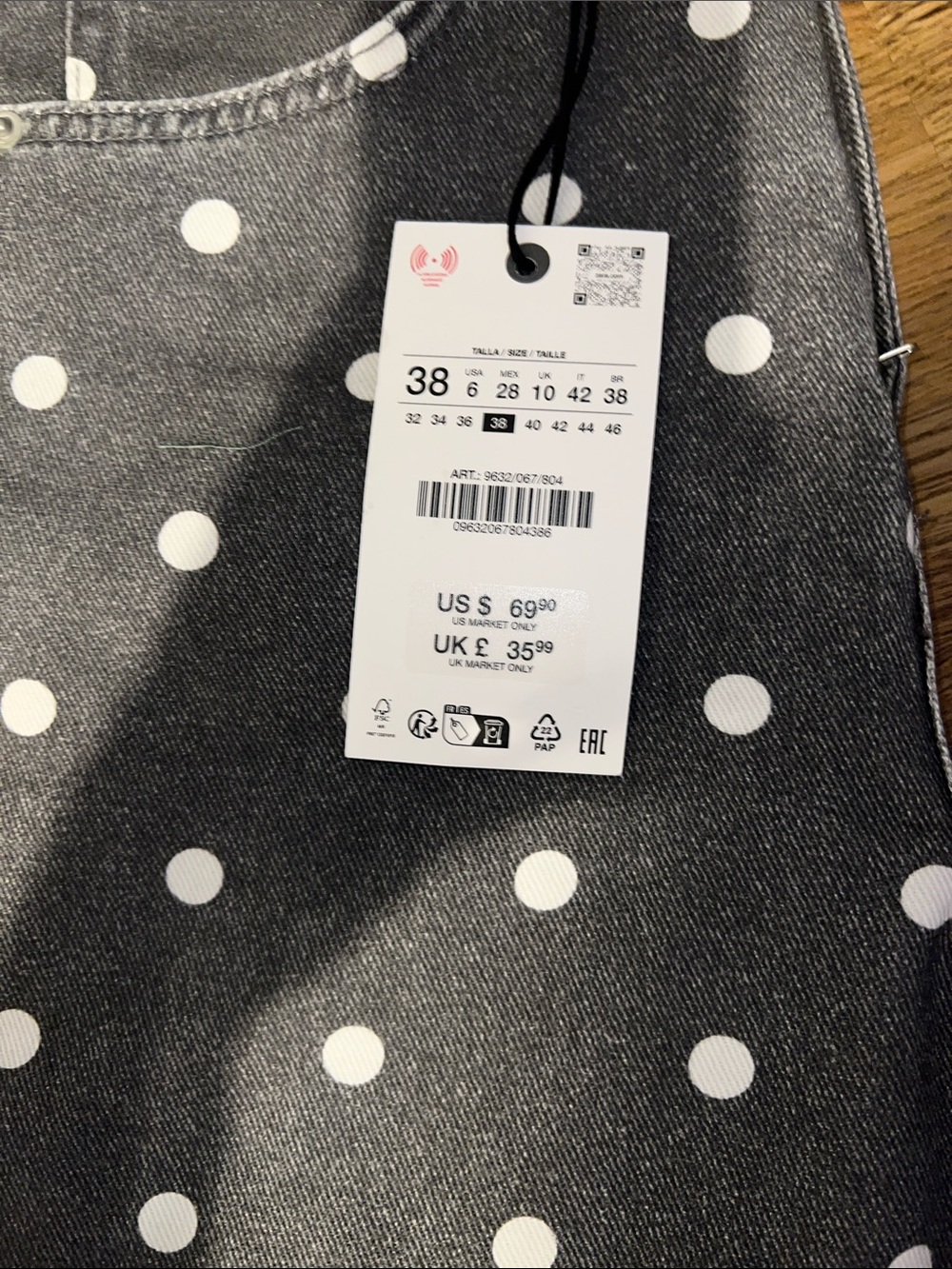 Women’s Polka Dot relaxed barrel Jeans - gray with White Dots